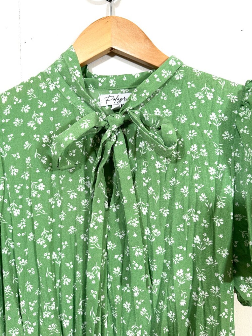 NWOT Polagram Boho Green Floral Maxi Dress Size Small Fairycore Cottagecore - Picture 7 of 11